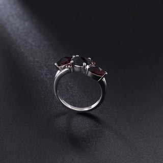 GEM'S BALLET New Design Vintage Rings Flower Shape Cluster Natural Black Garnet Gemstone 925 Silver Ring for Women Jewelry