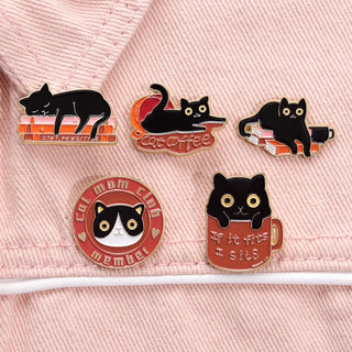 Creative Trendy Cartoon Cute Animal Cat Oil Drop Lapel Brooch Badge Pin Denim Bag Gift Men Women Fashion Jewelry Accessories