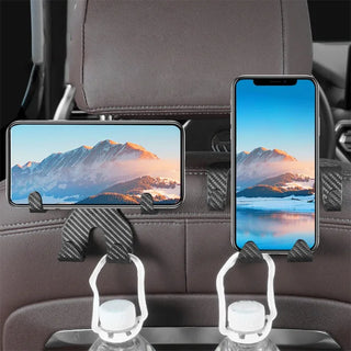 Multifunctional Car Rear Seat Hooks Phone Holder  2-In-1 Back Seat Backrest Hooks Bag Hanging Storage Hook Auto Accessories
