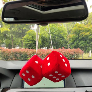 Car Plush Dices Pendant Hanging Colorful Velvet Dice Cute Model Decoration Auto Rearview Mirror Charms Auto Accessories Interior