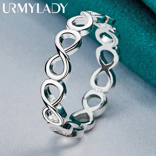 URMYLADY 925 Sterling Silver Cross Infinity 7-10# Ring For Women Wedding Charm Engagement Fashion Jewelry