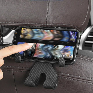Multifunctional Car Rear Seat Hooks Phone Holder  2-In-1 Back Seat Backrest Hooks Bag Hanging Storage Hook Auto Accessories