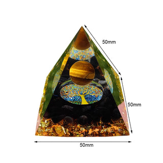 Natural Crystals Orgonite Pyramid Healing Reiki Chakra Meditation Stone Energy Generator Home Ornaments with Holder Base