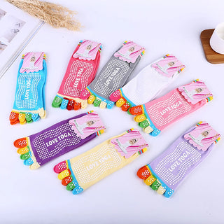 Women Colorful Yoga Socks Non-Slip Ladies Dance Socks Cotton Healthy Sports Five-toed Socks