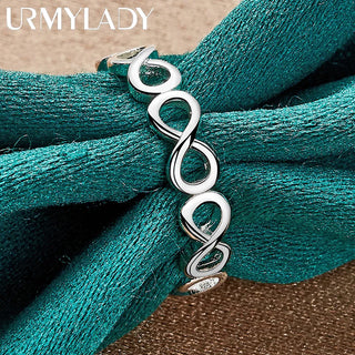 URMYLADY 925 Sterling Silver Cross Infinity 7-10# Ring For Women Wedding Charm Engagement Fashion Jewelry